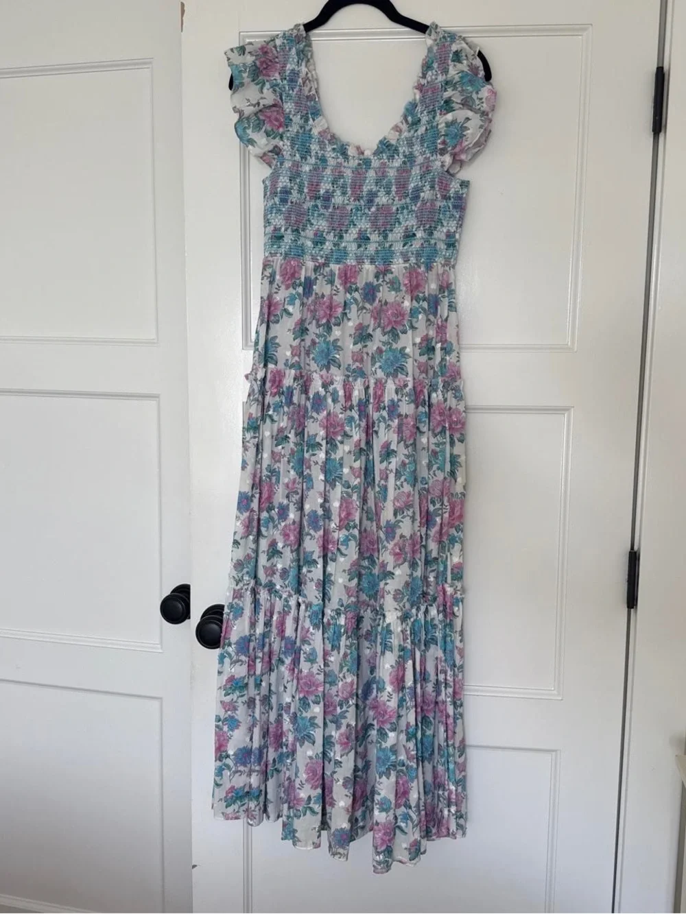 EUC Loveshackfancy Chessie Maxi Dress in Sea Orchid
